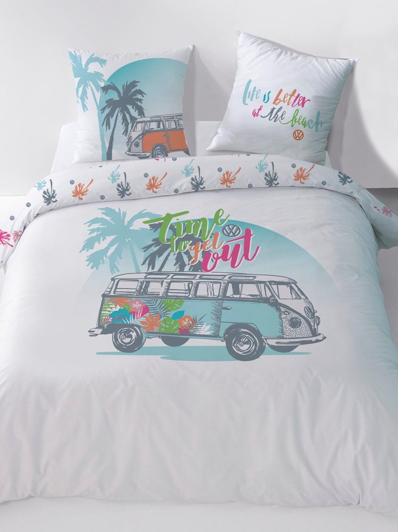 Parure de lit imprimée en polycoton, VOLKSWAGEN PARADISE Blanc - Kiabi
