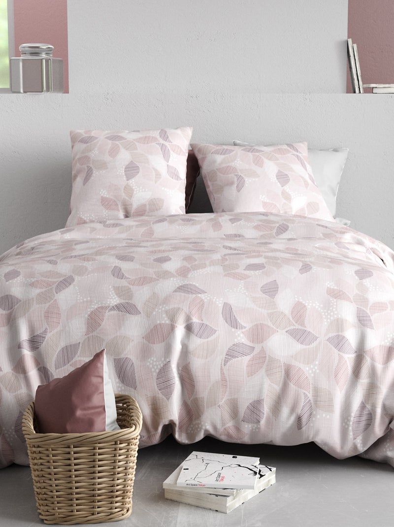 Parure de lit imprimée housse de couette + 2 taies - 2 personnes Beige - Kiabi