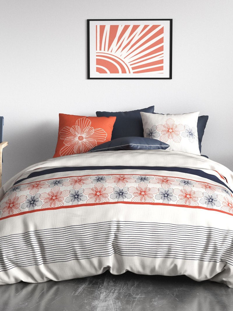 Parure de lit imprimée housse de couette + 2 taies - 2 personnes Blanc - Kiabi