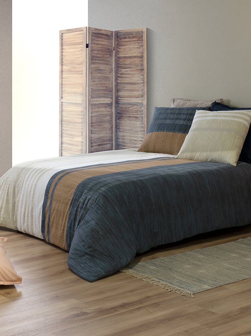 Parure de lit imprimée housse de couette + 2 taies - 2 personnes Bleu - Kiabi