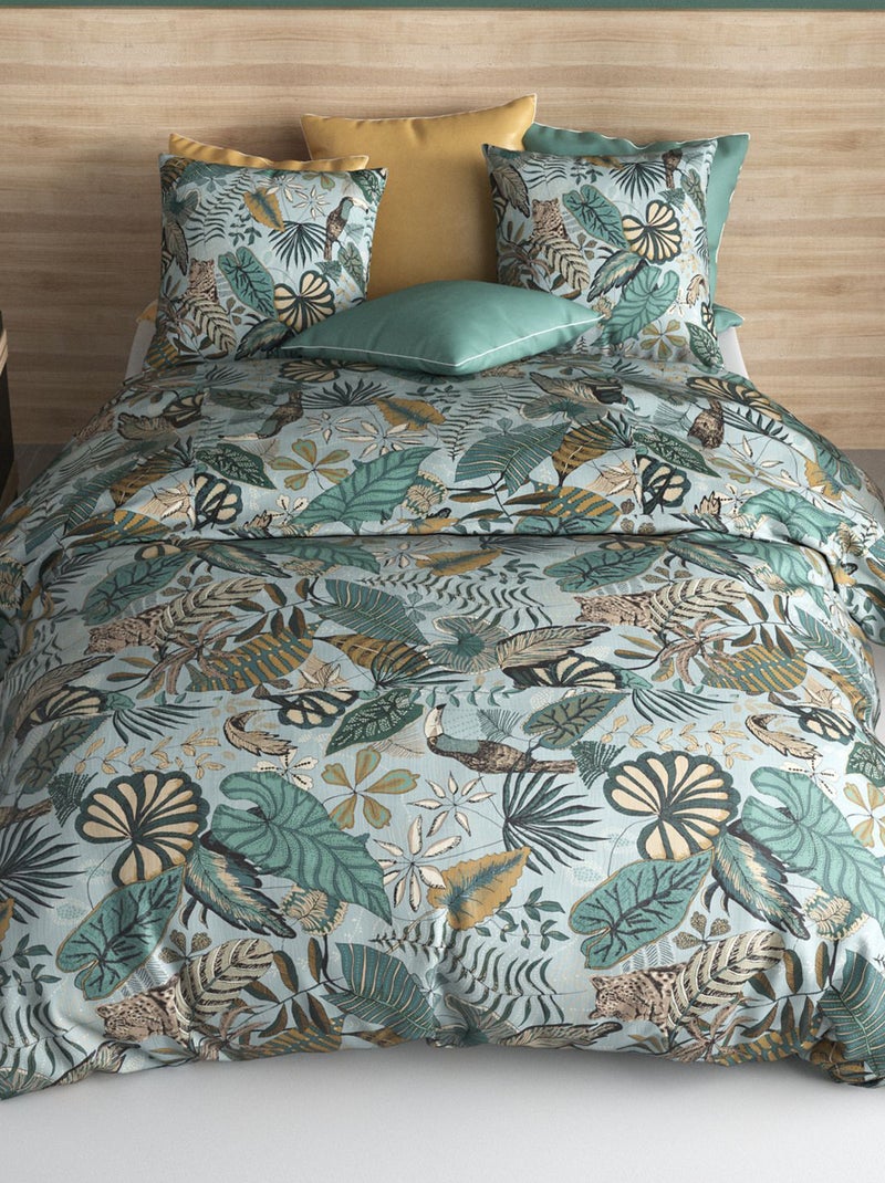 Parure de lit imprimée housse de couette + 2 taies - 2 personnes Vert - Kiabi