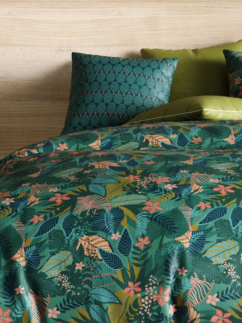 Parure de lit imprimée housse de couette + 2 taies - 2 personnes Vert - Kiabi