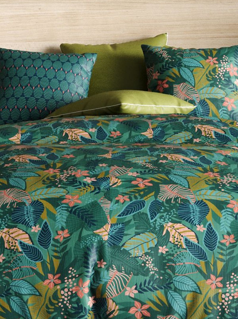 Parure de lit imprimée housse de couette + 2 taies - 2 personnes Vert - Kiabi