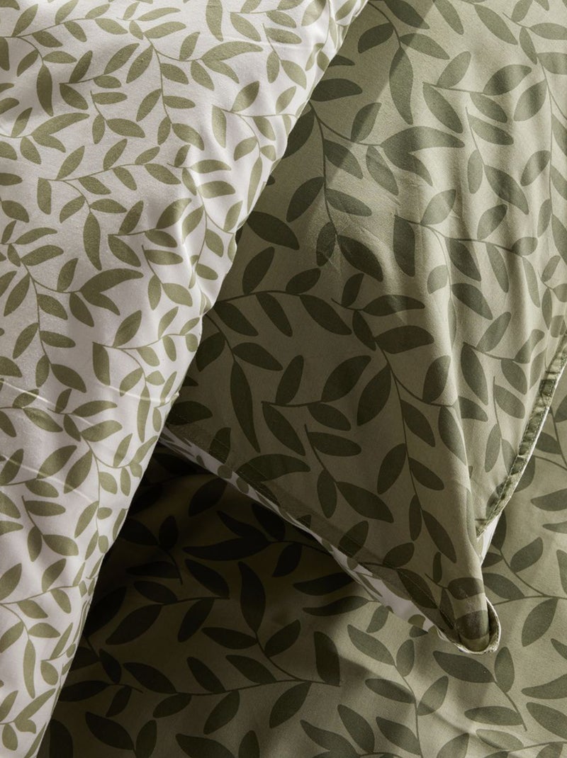 Parure de lit imprimée housse de couette + taies - 2 personnes Kaki - Kiabi