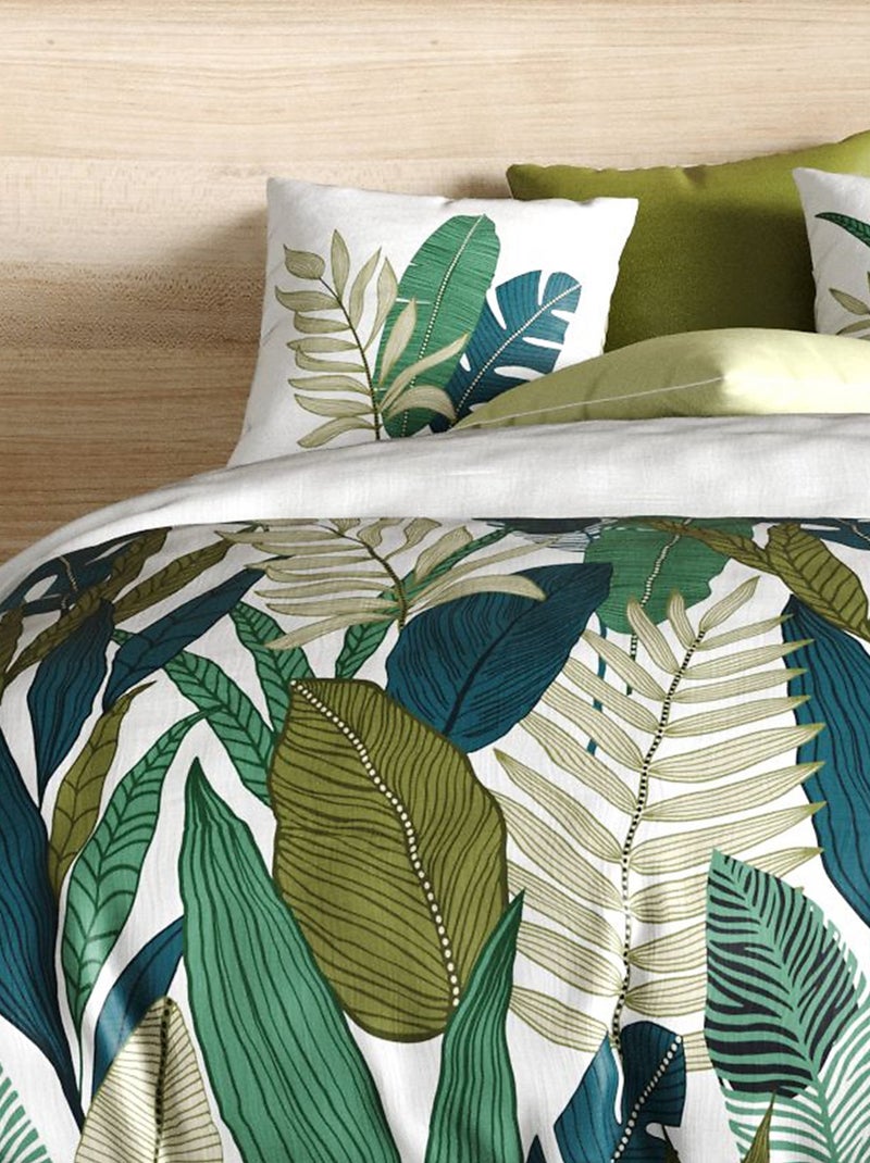 Parure de lit imprimée housse de couette + taies - 2 personnes Vert - Kiabi