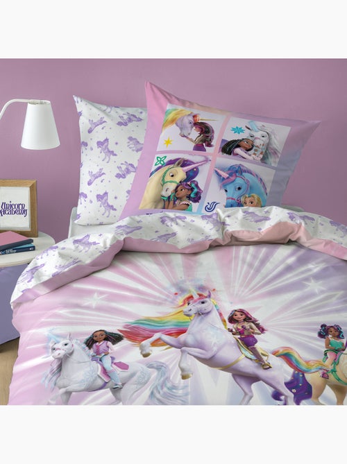 Parure de lit imprimée, L'ÉCOLE DES LICORNES, UNICORN ACADEMY STARS - Kiabi