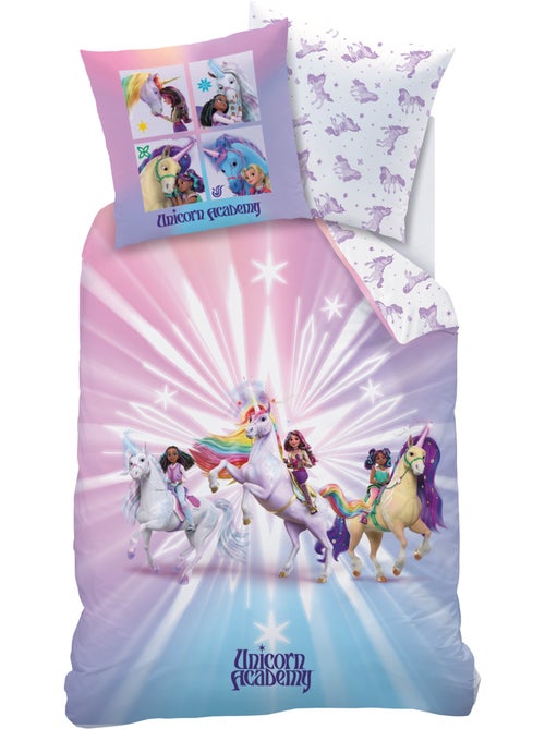 Parure de lit imprimée, L'ÉCOLE DES LICORNES, UNICORN ACADEMY STARS - Kiabi