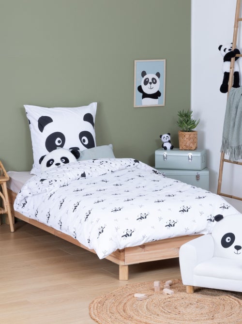 Parure de lit imprimée motif panda - Kiabi