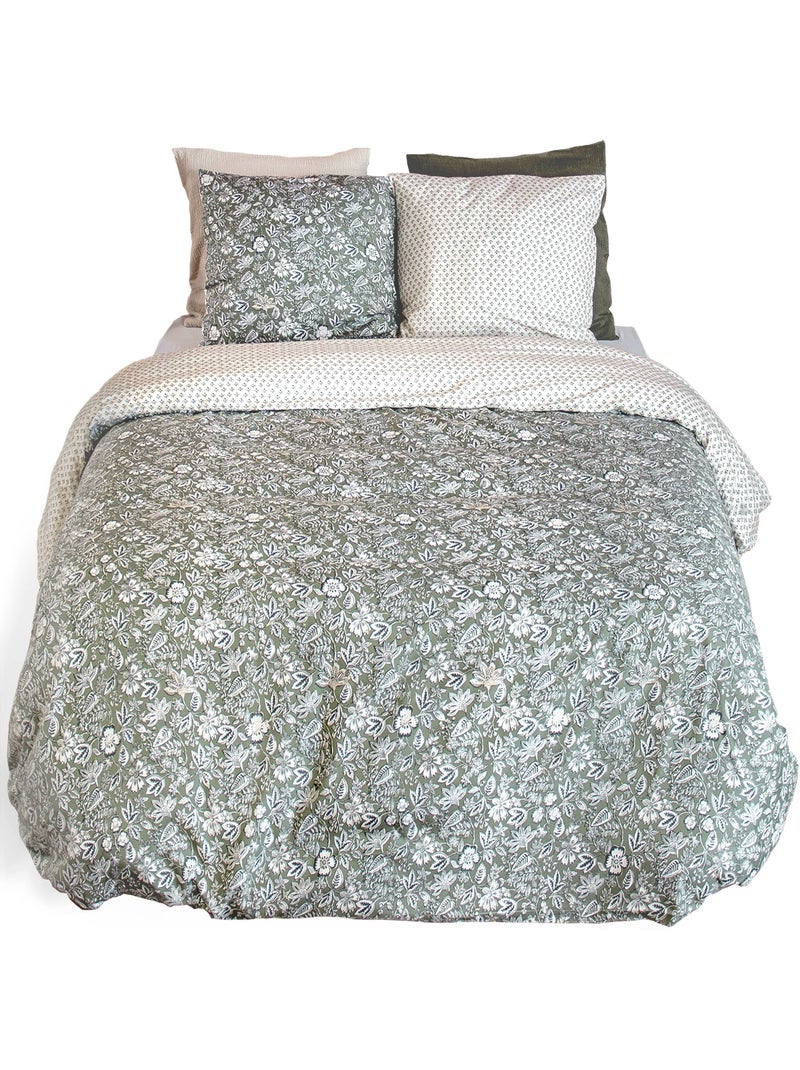 Parure de lit INDILY polyester microfibre Kaki - Kiabi