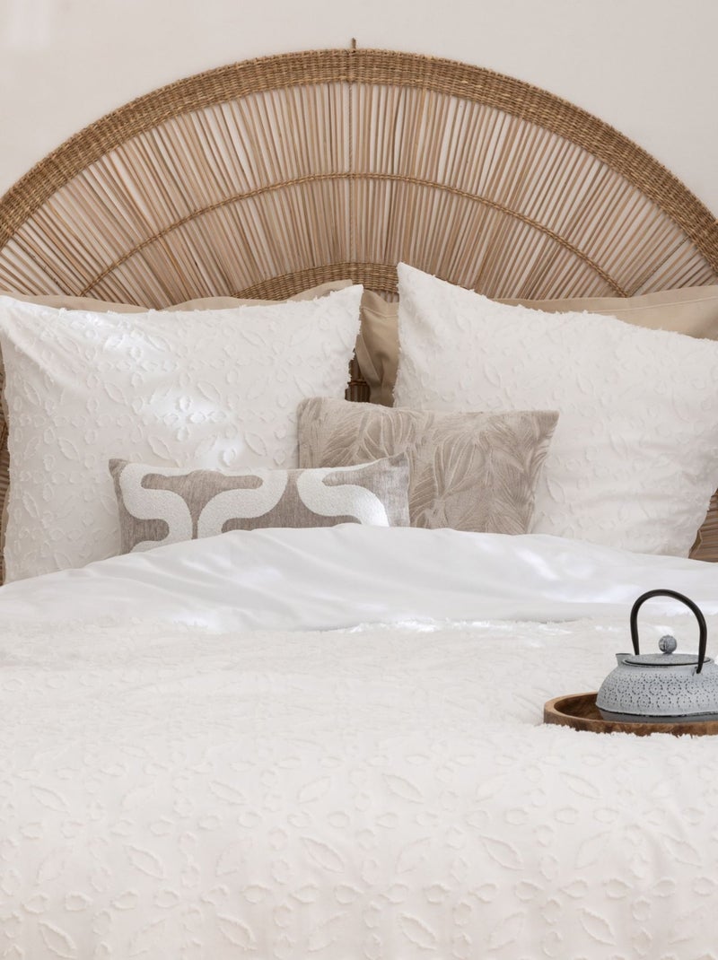 Parure de lit Jacquard motif fleur Blanc - Kiabi