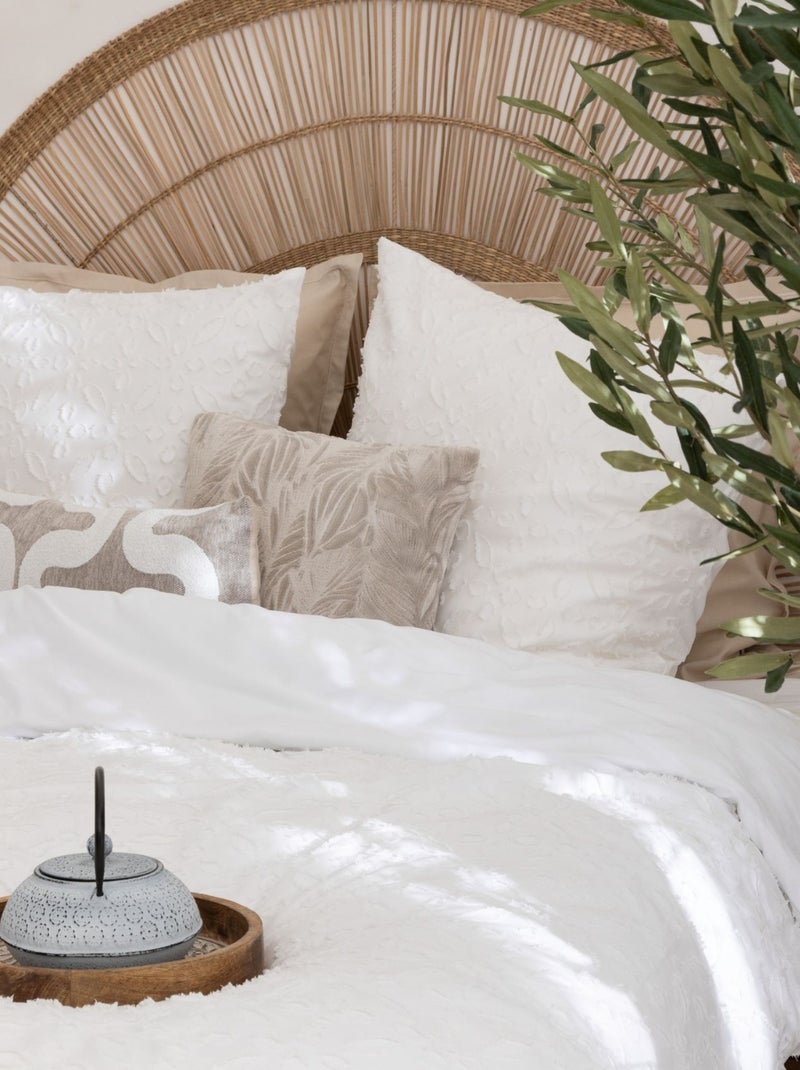 Parure de lit Jacquard motif fleur Blanc - Kiabi