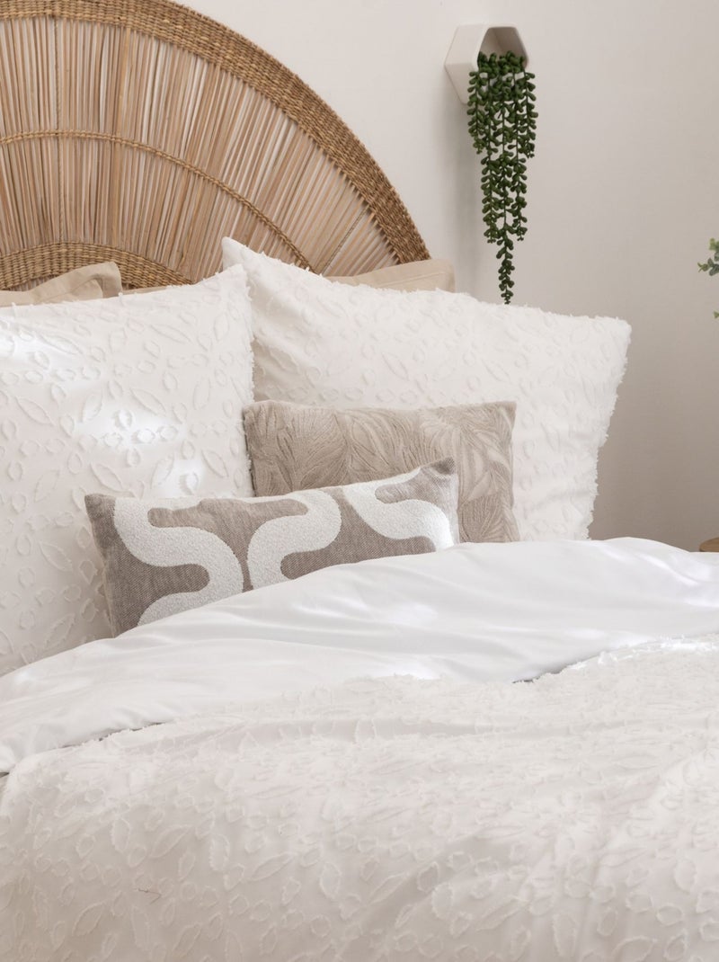 Parure de lit Jacquard motif fleur Blanc - Kiabi