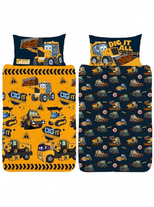 Parure de lit  JCB Travaux et Camions- 135 cm x 200 cm - Kiabi