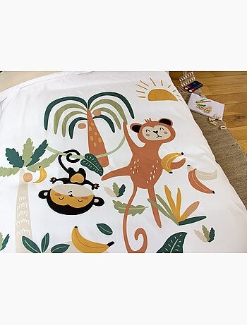 Parure de lit JUNGLE, Blanc, 140x200cm