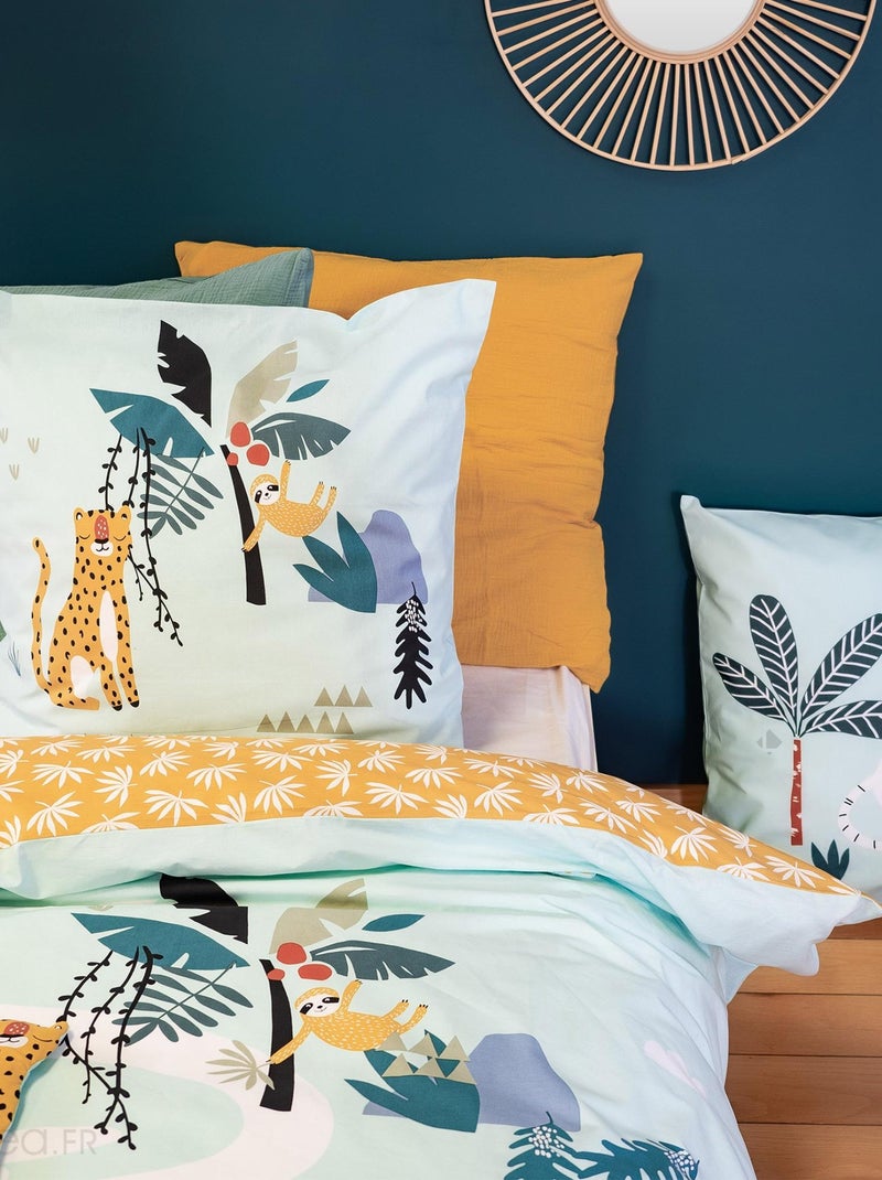 Parure de lit JUNGLE MANIA polyester microfibre  Taie 63x63 cm Vert - Kiabi