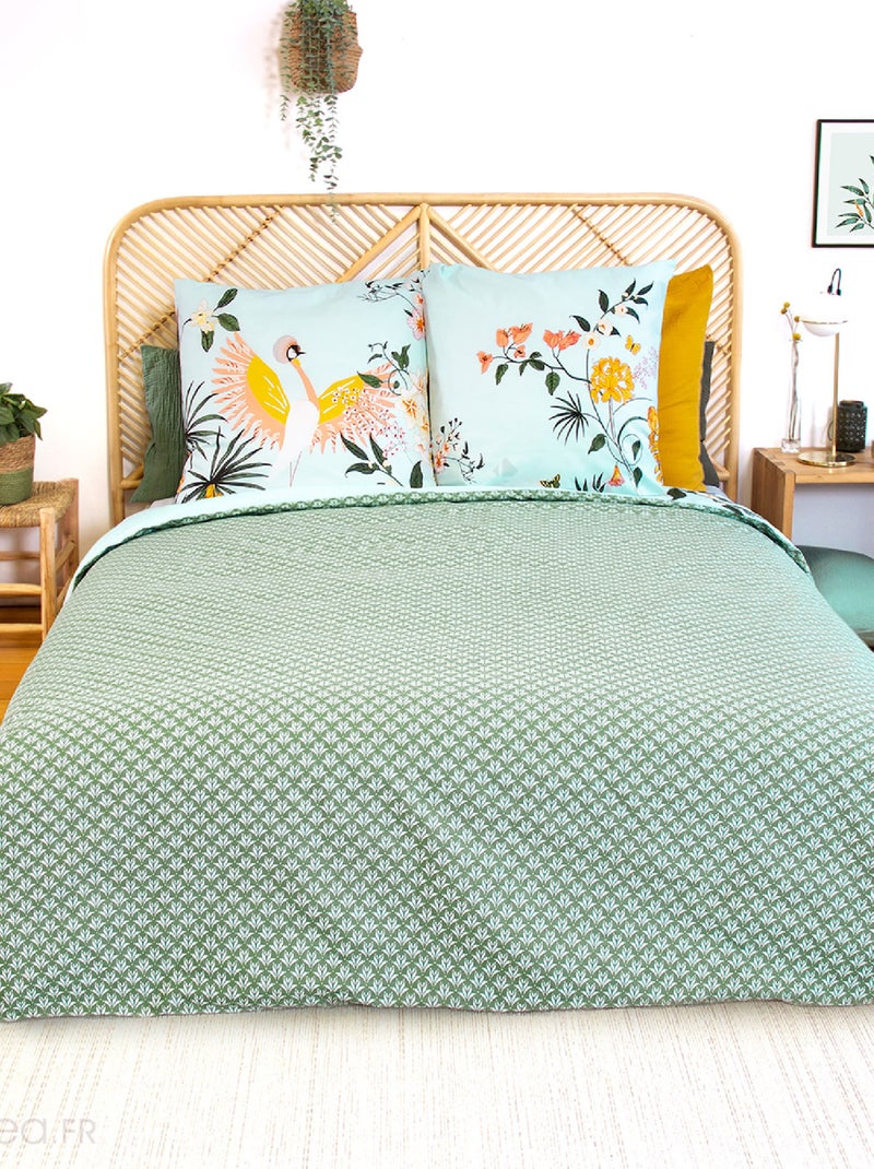 Parure de lit KUSMI en coton BCI adouci Bleu - Kiabi