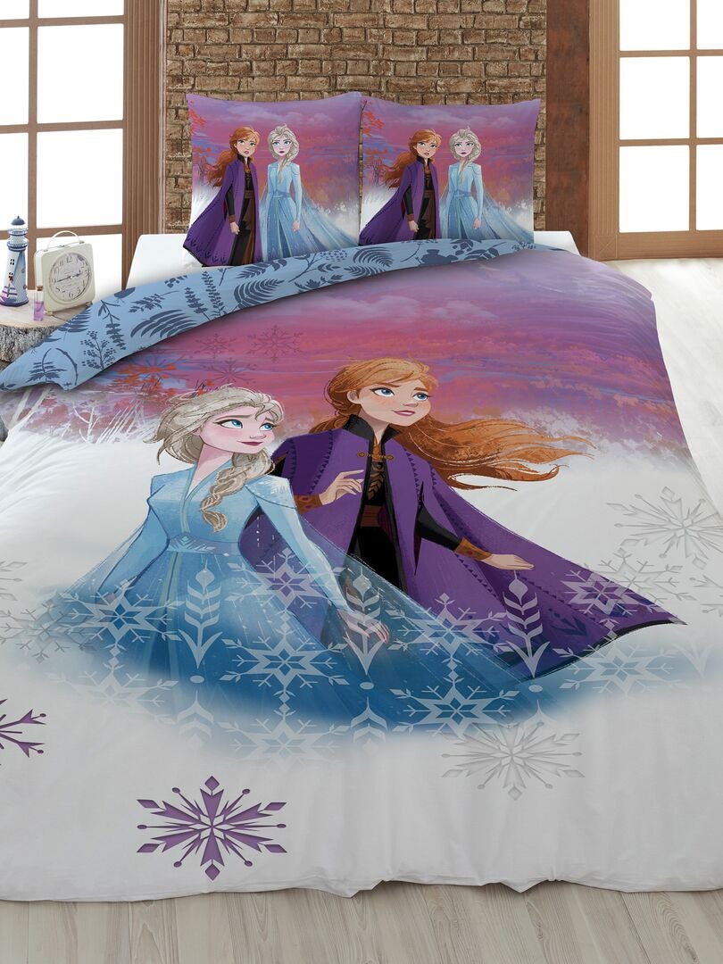 Parure de lit 'La reine des neiges' - 1 personne violet/blanc - Kiabi