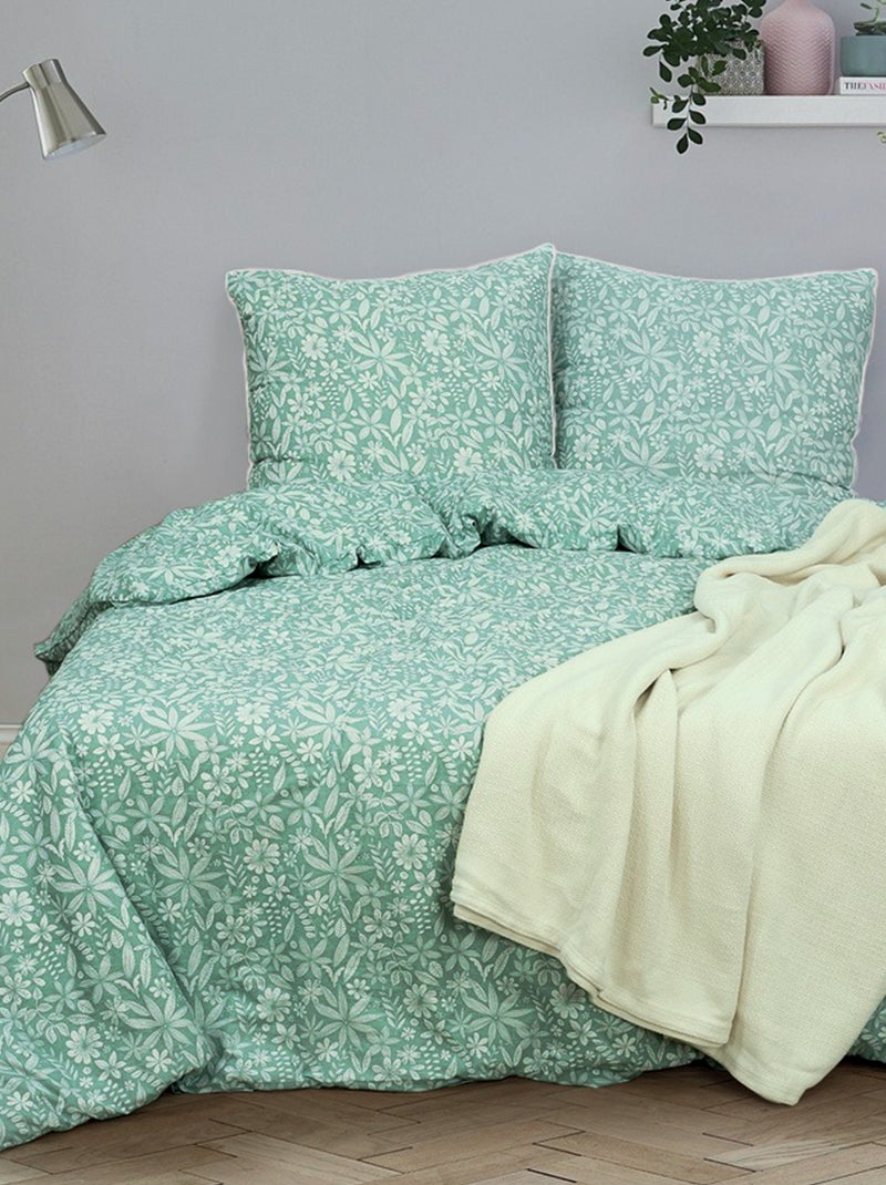 Parure de lit LIBERTYS coton+lyocell Vert d'eau - Kiabi