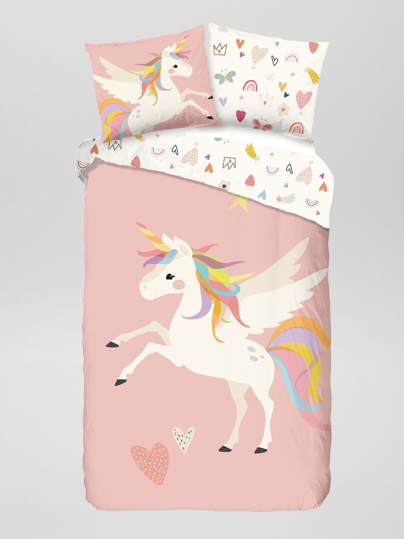 Parure de lit 'licorne' - 1 personne - Rose - Kiabi - 24.00€