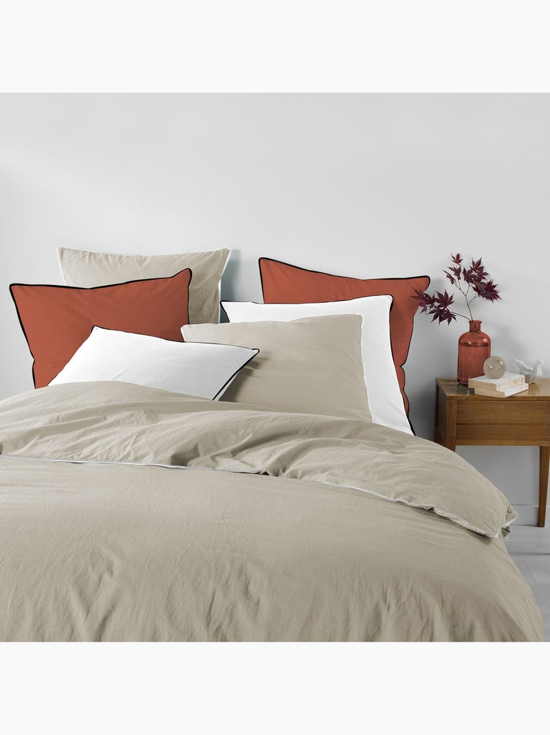 Parure de lit Linette en coton lavé 57 fils Lin - Kiabi