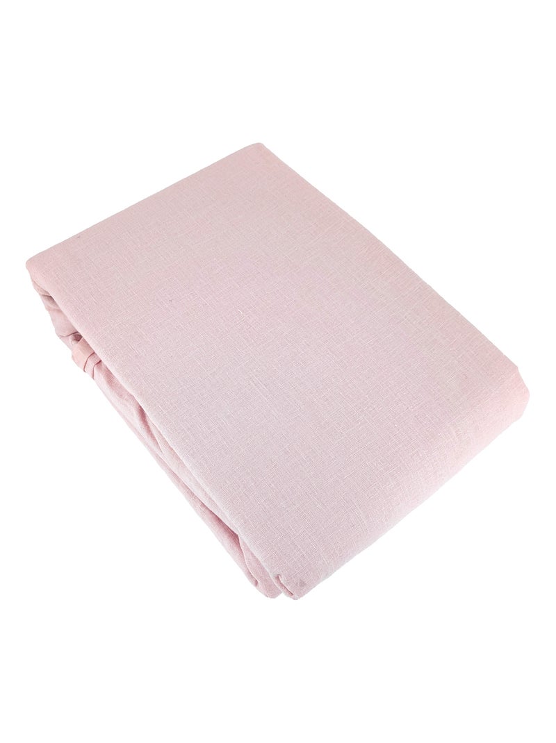 Parure de lit LINO coton lin lavé Beige coquille - Kiabi