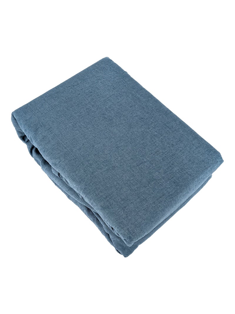 Parure de lit LINO coton lin lavé Bleu marine - Kiabi