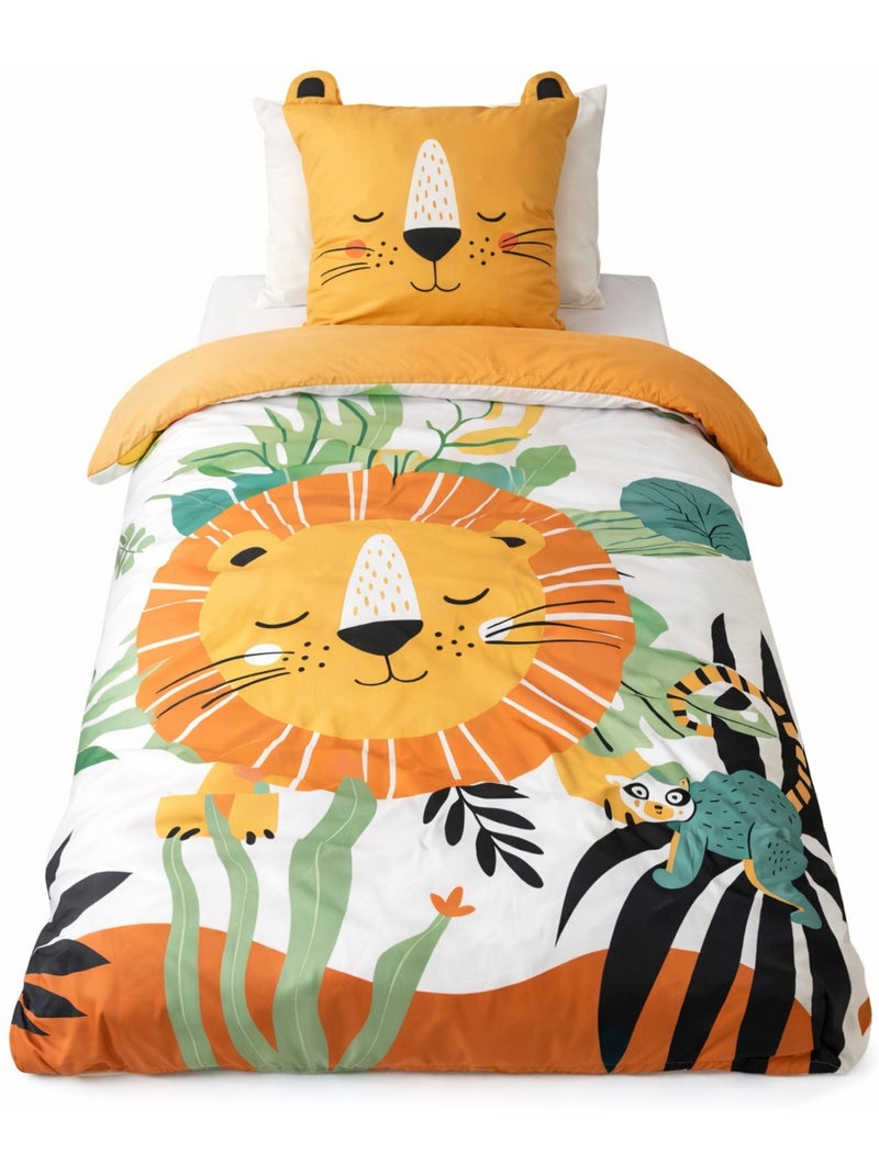 Parure de lit LION, Jaune, 140x200cm Jaune - Kiabi