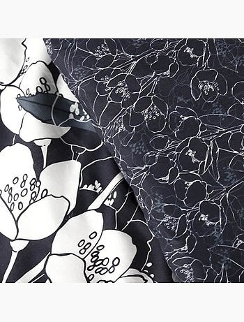 Parure de lit mawira - 2 personnes - 260 x 240 cm - 100% coton - bleu marine motif floral - today