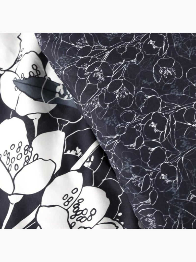 Parure de lit mawira - 2 personnes - 260 x 240 cm - 100% coton - bleu marine motif floral - today Bleu - Kiabi