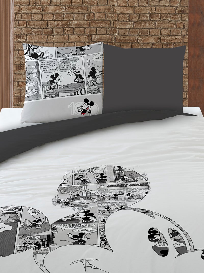 Parure de lit 'Mickey' - 2 personnes noir/blanc - Kiabi