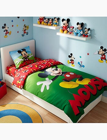 Parure de Lit Mickey Disney, 100% Coton Oeko-Tex, Lit 1 place, MOUSE