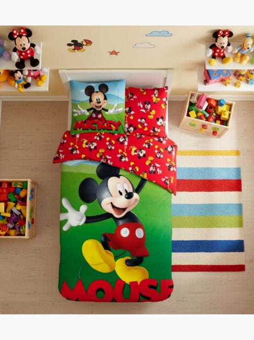 Parure de Lit Mickey Disney, 100% Coton Oeko-Tex, Lit 1 place, MOUSE - Kiabi