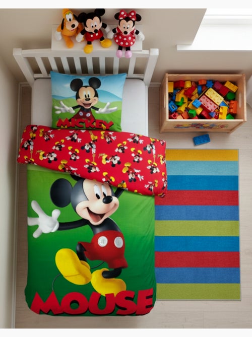 Parure de Lit Mickey Disney, 100% Coton Oeko-Tex, Lit 1 place, MOUSE - Kiabi