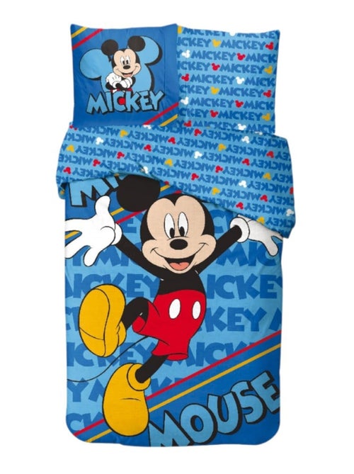 Parure de Lit Mickey Disney Enfant, 100% Coton Oeko Tex, Imprimée Réversible, Lit 1 place, BLUE - Kiabi