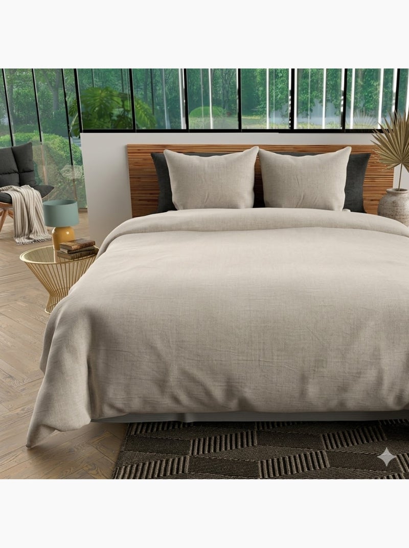 Parure de lit microfibre Beige clair - Kiabi