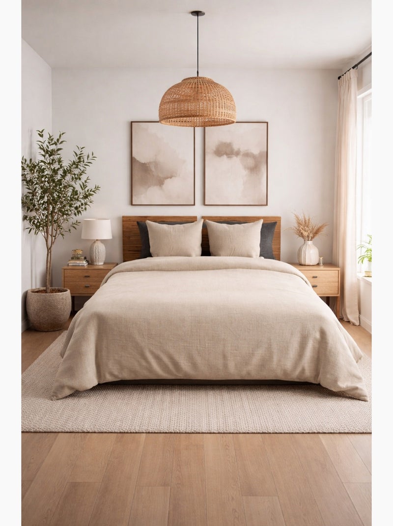 Parure de lit microfibre Beige clair - Kiabi