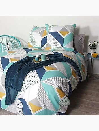 Parure de lit microfibre bleue 3 pièces - 200x200 cm