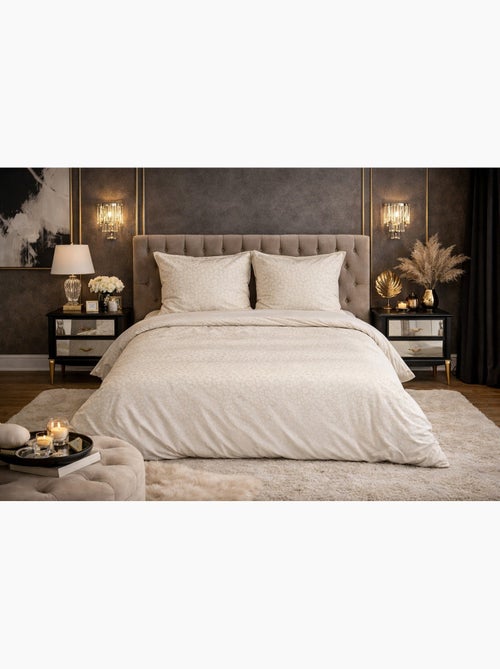 Parure de lit microfibre frappée - beige - 240x220 / beige - Kiabi Parure de lit microfibre frappée - beige - 240x220 / beige - Kiabi