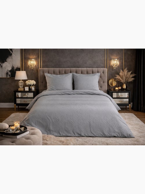 Parure de Lit Microfibre Frappée - Gris - 240x220 / Gris - Kiabi
