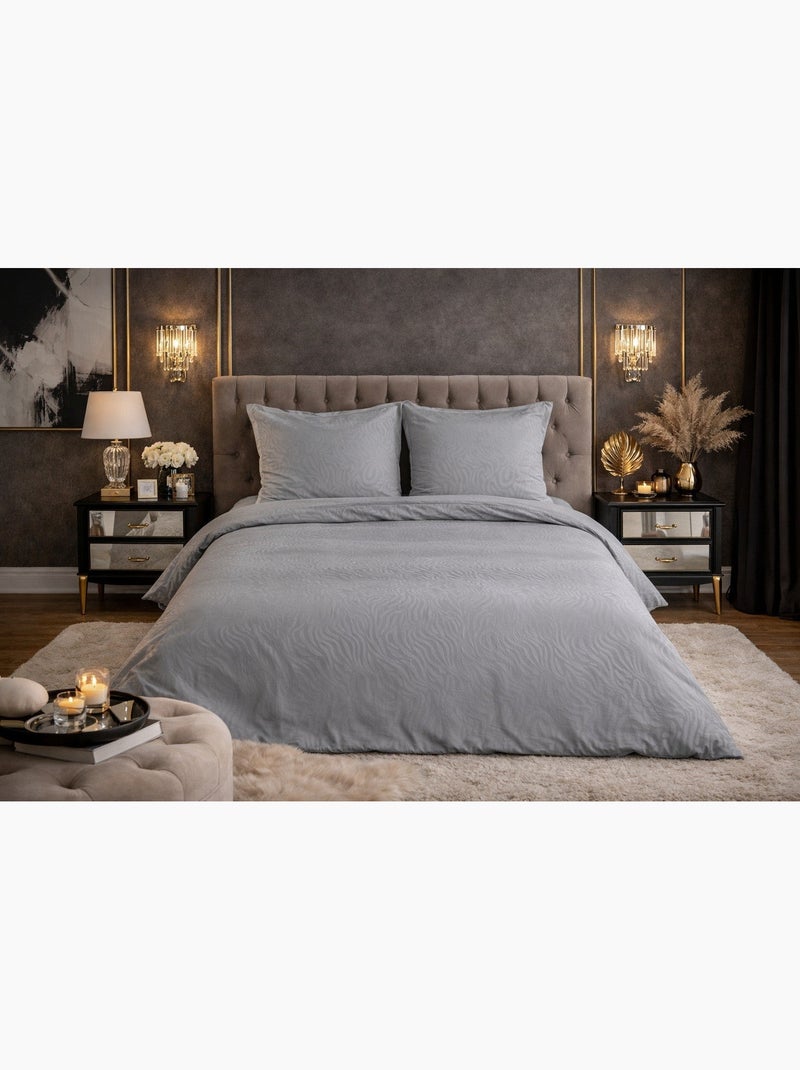 Parure de Lit Microfibre Frappée - Gris - 240x220 / Gris Gris - Kiabi
