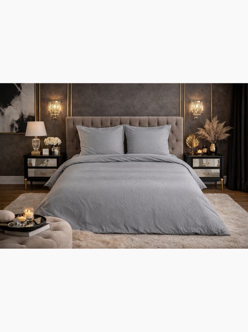 Parure de Lit Microfibre Frappée – Gris - Kiabi