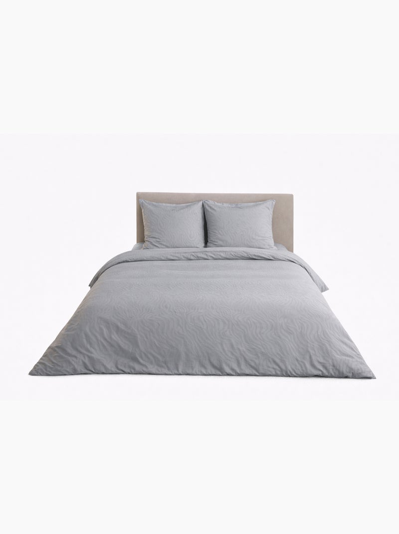 Parure de Lit Microfibre Frappée – Gris Gris - Kiabi