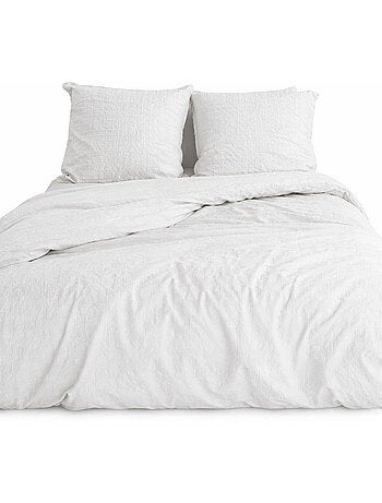 Parure de Lit Microfibre Gaufrée & Lavée Bicolore