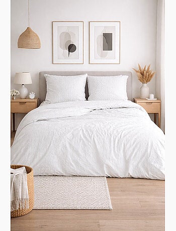 Parure de Lit Microfibre Gaufrée & Lavée Bicolore