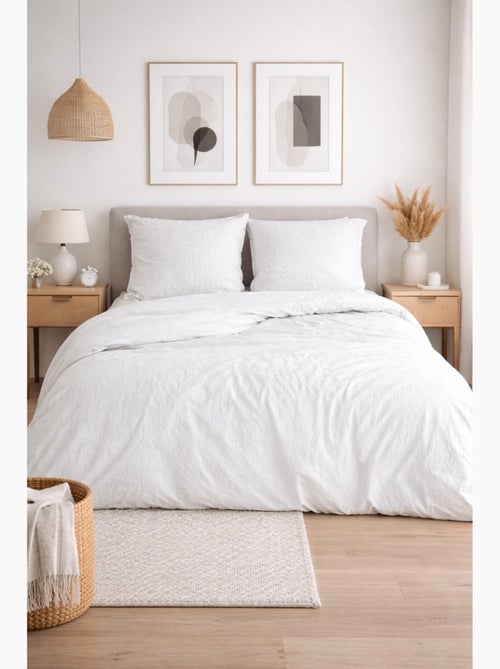 Parure de lit microfibre gaufrée & lavée bicolore - 240x220 / blanc - Kiabi Parure de lit microfibre gaufrée & lavée bicolore - 240x220 / blanc - Kiabi