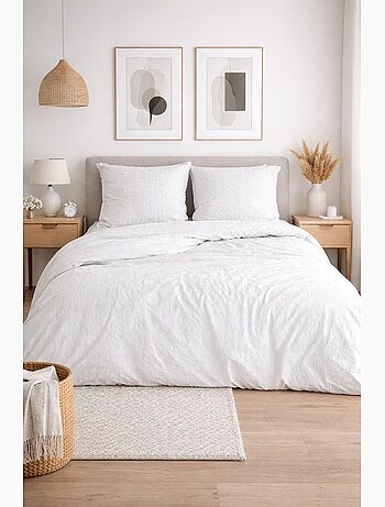 Parure de Lit Microfibre Gaufrée & Lavée Bicolore