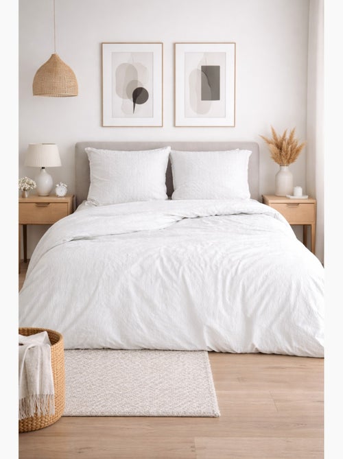 Parure de Lit Microfibre Gaufrée & Lavée Bicolore - Kiabi