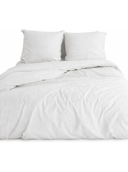 Parure de Lit Microfibre Gaufrée & Lavée Bicolore - Kiabi