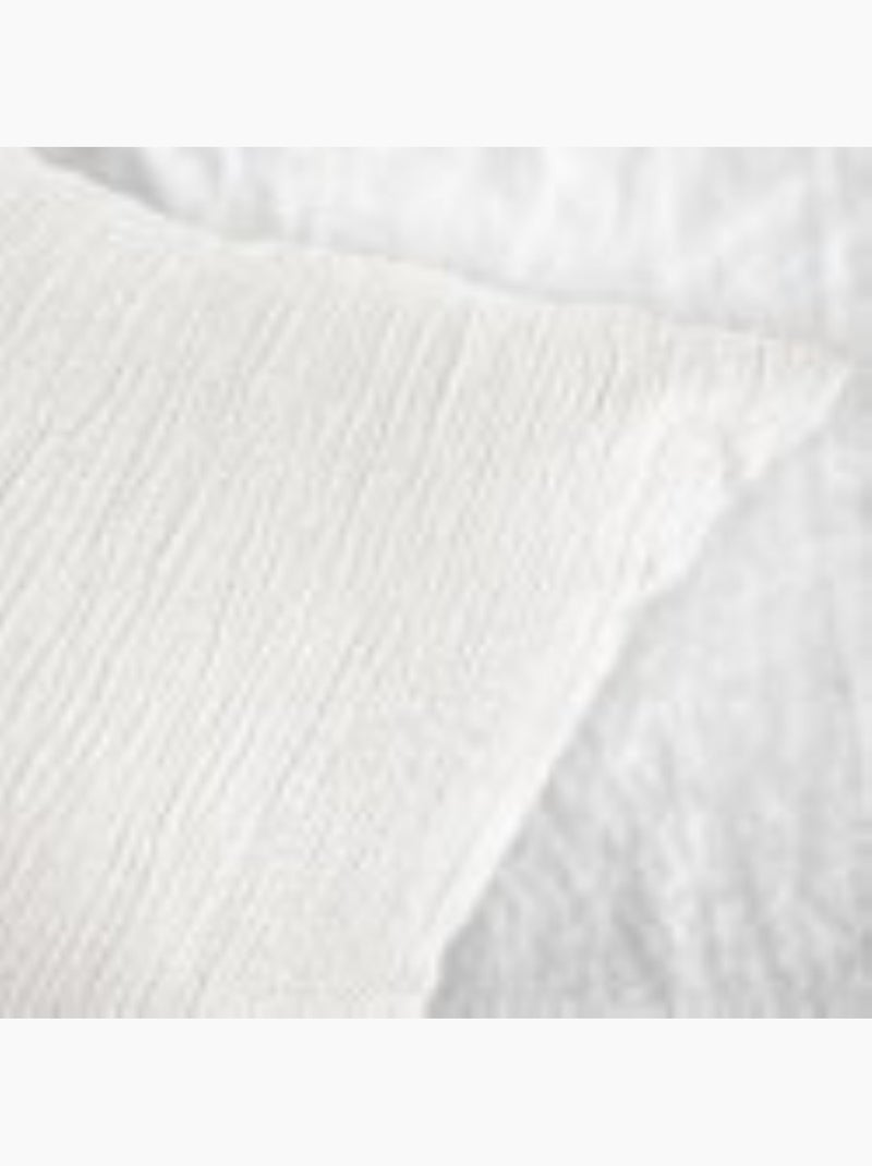 Parure de Lit Microfibre Gaufrée & Lavée Bicolore Blanc - Kiabi
