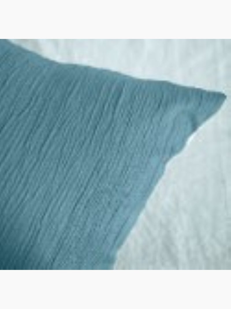 Parure de Lit Microfibre Gaufrée & Lavée Bicolore Bleu - Kiabi